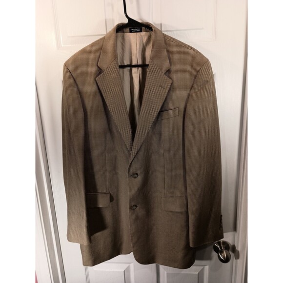 Meeting Street Blazer Jacket Size 42L Brown Silk And Wool - Picture 2 of 10